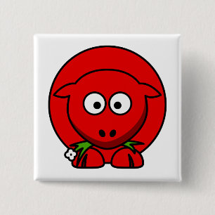 Chapa Cuadrada Oveja Roja