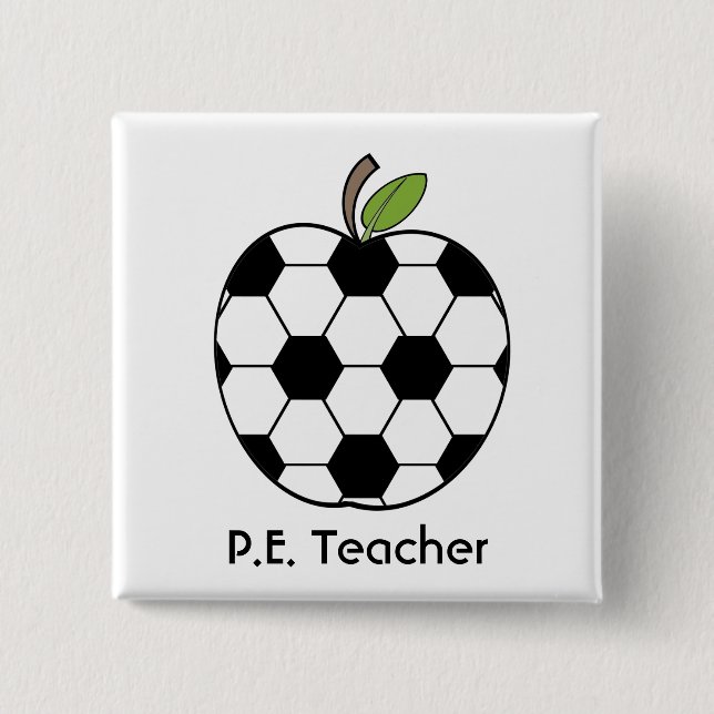 Chapa Cuadrada P.E. El balón de fútbol del profesor Apple abotona (Anverso)