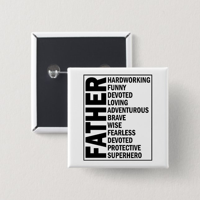 Chapa Cuadrada Padre Adjetivo Padres Día Guay Definición de papá (Anverso y reverso)