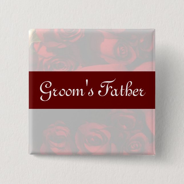 Chapa Cuadrada "Padre de Groom" - Bouquet Rosa Rojo (2) (Anverso)