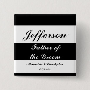 Chapa Cuadrada "Padre rayas intrépidas del novio" con nombres y