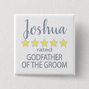 Chapa Cuadrada Padrino del Novio 5 Estrellas para Bodas y Fiestas