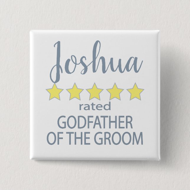 Chapa Cuadrada Padrino del Novio de 5 Estrellas para Novia y Cort (Anverso)