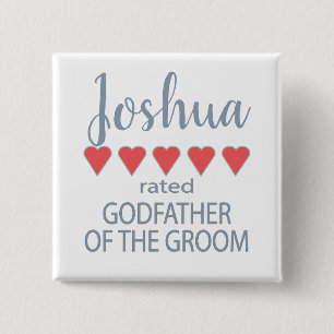 Chapa Cuadrada Padrinos y Cortejo Nupcial 5 Corazones Padrino del