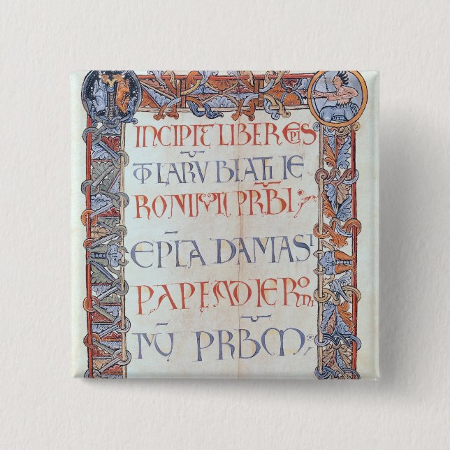 Chapa Cuadrada Página del texto con una frontera floriated (Anverso)