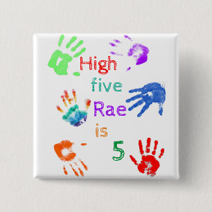 Chapa Cuadrada Paint Handprints Cumpleaños con un Nombre Personal