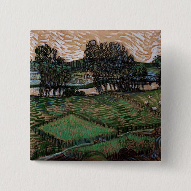 Chapa Cuadrada Paisaje con puente sobre el Oise (van Gogh) (Anverso)