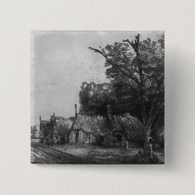 Chapa Cuadrada Paisaje con tres cabañas, 1650 (Anverso)