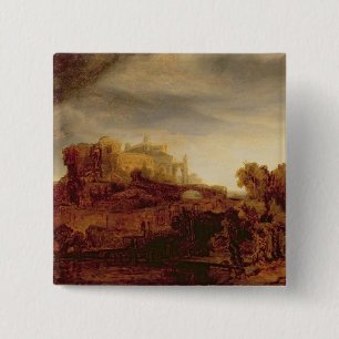 Chapa Cuadrada Paisaje con un castillo francés