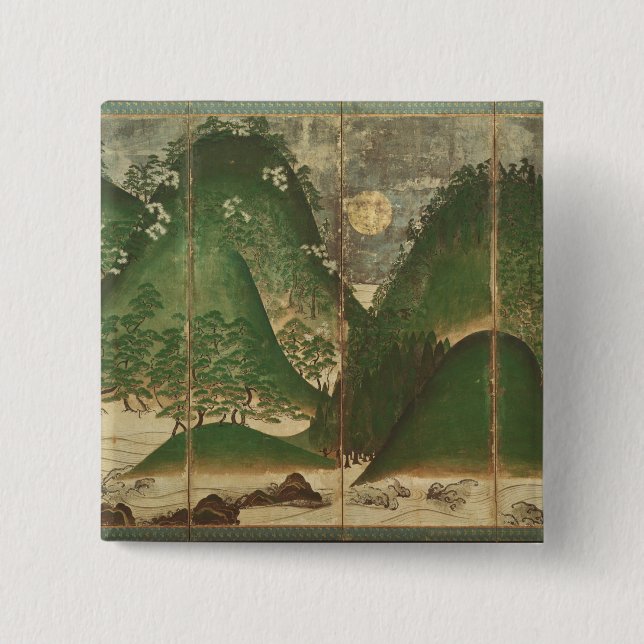 Chapa Cuadrada Paisaje de la primavera con Sun (Anverso)