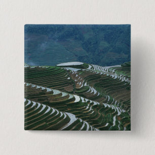 Chapa Cuadrada Paisaje de terrazas de arroz en la montaña, 2