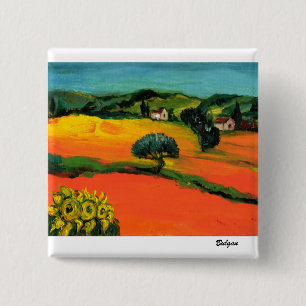 CHAPA CUADRADA PAISAJE DE TOSCANA CON GIRASOLES