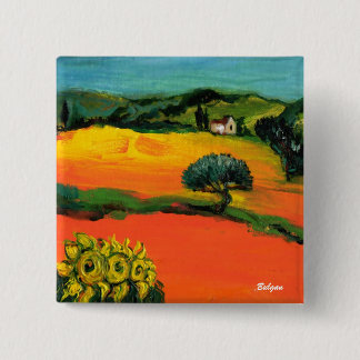 CHAPA CUADRADA PAISAJE DE TOSCANA CON GIRASOLES