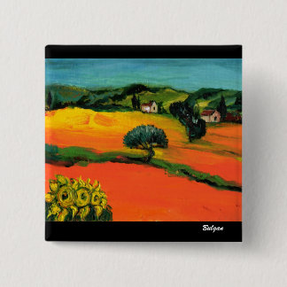 CHAPA CUADRADA PAISAJE DE TOSCANA CON GIRASOLES