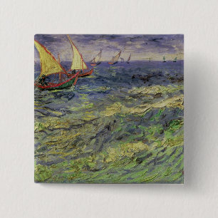 Chapa Cuadrada Paisaje marino de Vincent van Gogh el en