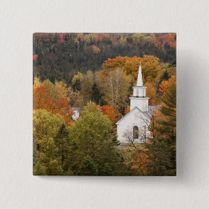 Chapa Cuadrada Paisaje otoñal con iglesia, Vermont, EE.UU.