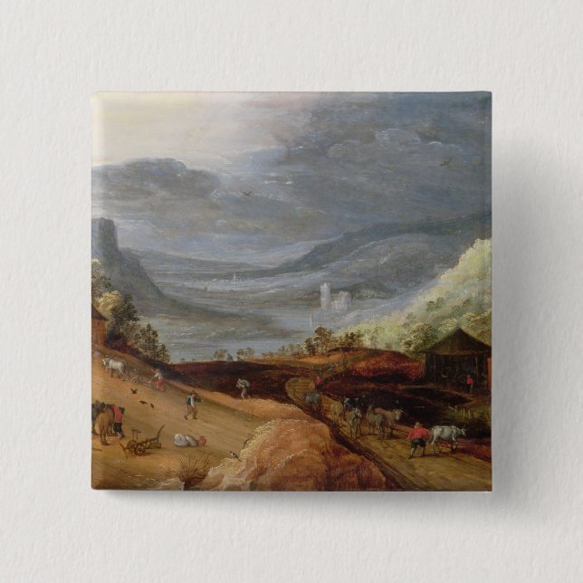 Chapa Cuadrada Paisaje rural con un granjero que frena los (Anverso)