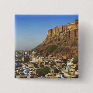Chapa Cuadrada Paisaje urbano de la Ciudad Azul con Meherangarh, 