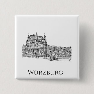 Chapa Cuadrada Paisaje urbano minimalista de Würzburg, Baviera