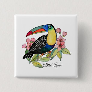 Chapa Cuadrada Pájaro Turco Acuático Con Flores