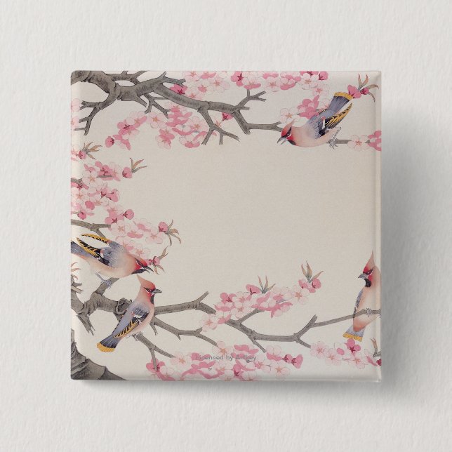 Chapa Cuadrada Pájaros del canto en primavera (Anverso)
