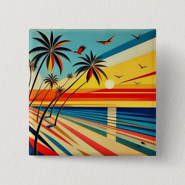 Chapa Cuadrada Pájaros sobre palmas (Anverso)