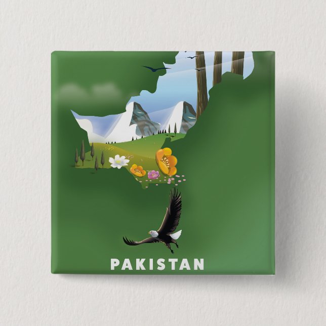 Chapa Cuadrada Pakistán ilustró un mapa de viajes. (Anverso)