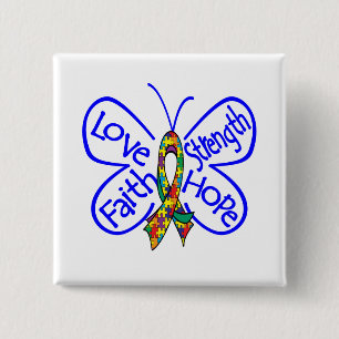 Chapa Cuadrada Palabras inspiradoras de la mariposa del autismo