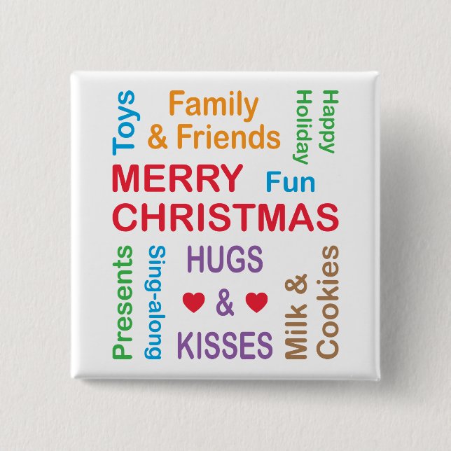 Chapa Cuadrada Palabras navidades de la festividad (Anverso)