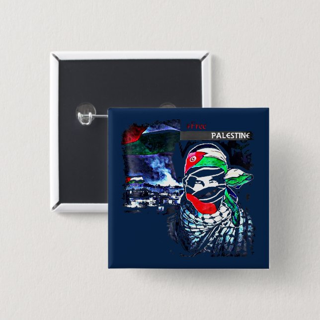 Chapa Cuadrada Palestina Libre Genocidio de Gaza Palestina (Anverso y reverso)
