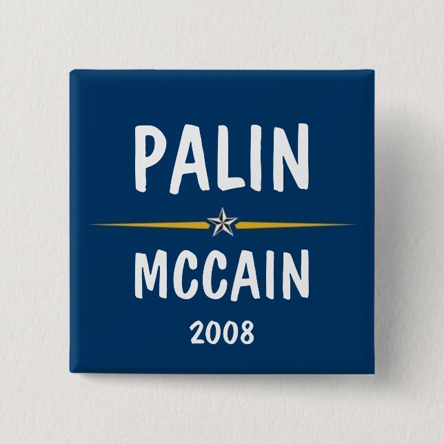 Chapa Cuadrada Palin - McCain (Anverso)
