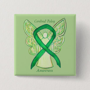 Chapa Cuadrada Palisas cerebrales Conciencia Angel Ribbon Art Pin