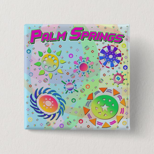 Chapa Cuadrada Palm Springs Seven Suns & Energy Button (Anverso)