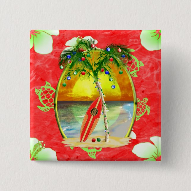 Chapa Cuadrada Palmera tropical del navidad (Anverso)