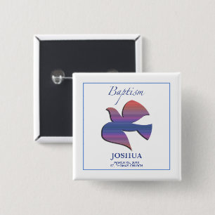 Chapa Cuadrada Paloma de Bautismo de Adulto Personalizable