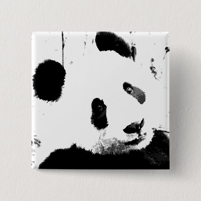 Chapa Cuadrada Panda blanco y negro (Anverso)