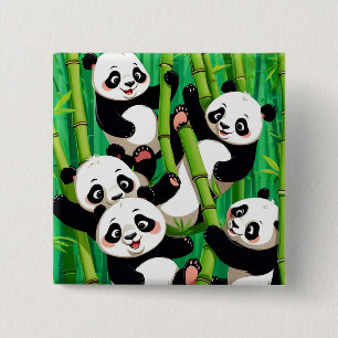 Chapa Cuadrada Panda de bambú