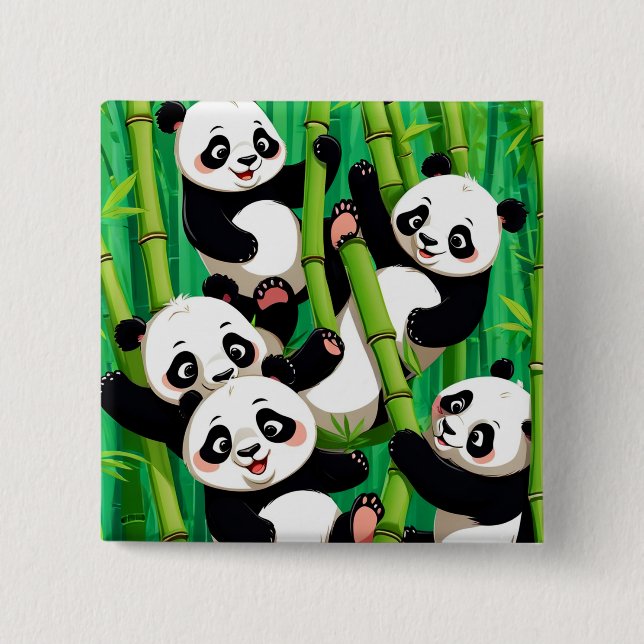 Chapa Cuadrada Panda de bambú (Anverso)