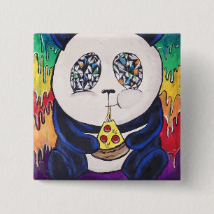Chapa Cuadrada Panda que come la pizza