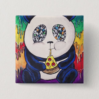 Chapa Cuadrada Panda que come la pizza