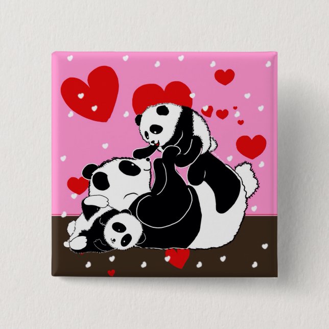 Chapa Cuadrada pandas "panda bears" "panda bear baby" "kawaii pan (Anverso)