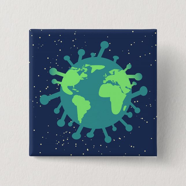 Chapa Cuadrada Pandemia global (partícula viral) (infección viral (Anverso)