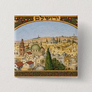 Chapa Cuadrada Panorama Vintage de Jerusalén