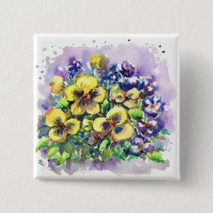 Chapa Cuadrada Pansies de primavera
