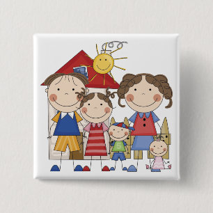 Chapa Cuadrada Papá, Mamá, Hermana Mayor, Hermano Mediano, Bebé S