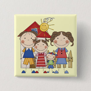 Chapa Cuadrada Papá, Mamá, Hermana Mayor, Hermano Menor Familia