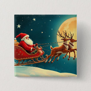 Chapa Cuadrada Papá Noel en Trineo