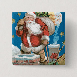 Chapa Cuadrada Papá Noel vintage con la luna