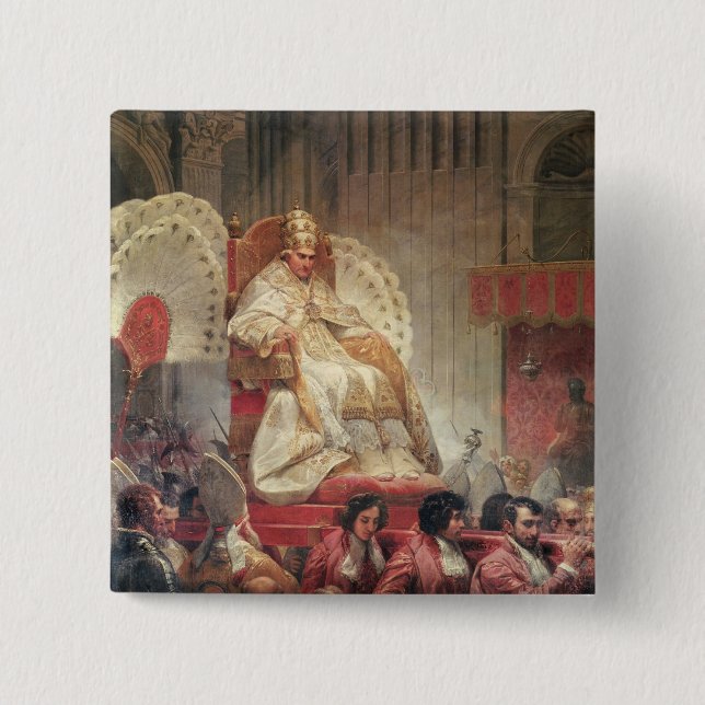 Chapa Cuadrada Papa VIII en San Pedro en el Sedia Gestatoria (Anverso)