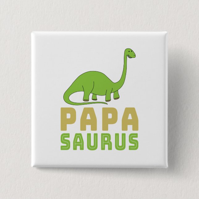 Chapa Cuadrada Papasaurus Dinosaur Brontosaurus Día del Padre (Anverso)